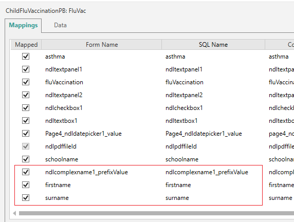 Picture showing Revised Mapping Names. 